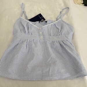 Brandy Melville Blue and White Smocked Camisole
